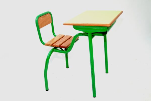 Table scolaire monoplace avec casier métallique